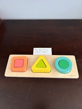 LOVEVERY Wooden Shape Sorter - Orange, Yellow, Teal